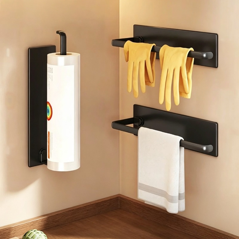 Kitchen Gadgets Organizer - Punch-free Paper Towel Hanger Self-adhesive Roll