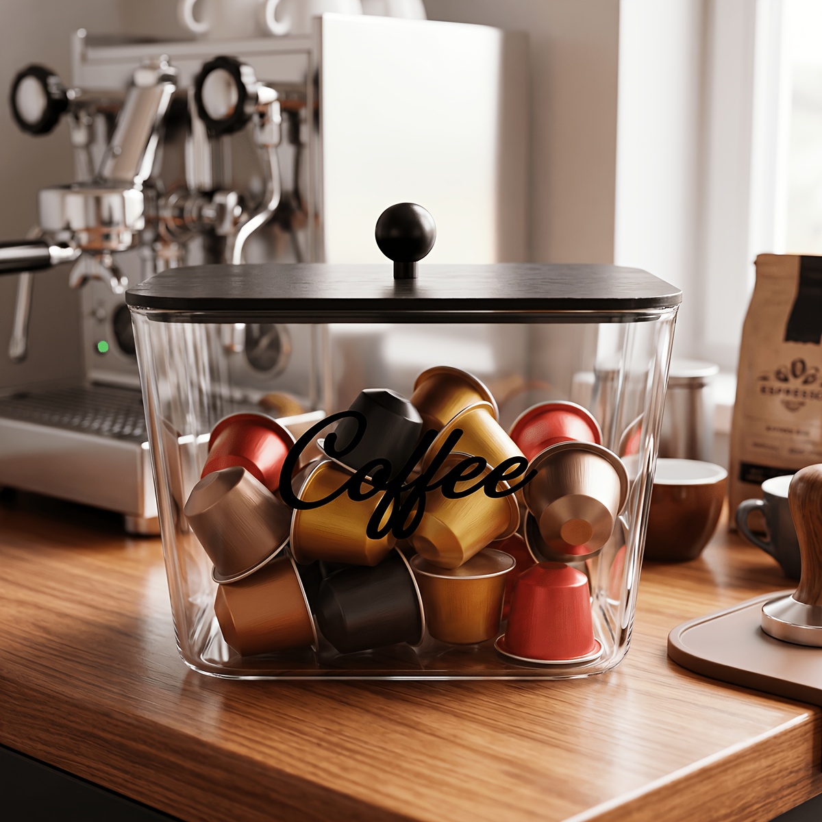 Kitchen Gadgets Organizer - Coffee Pod Holder with Lids Plastic