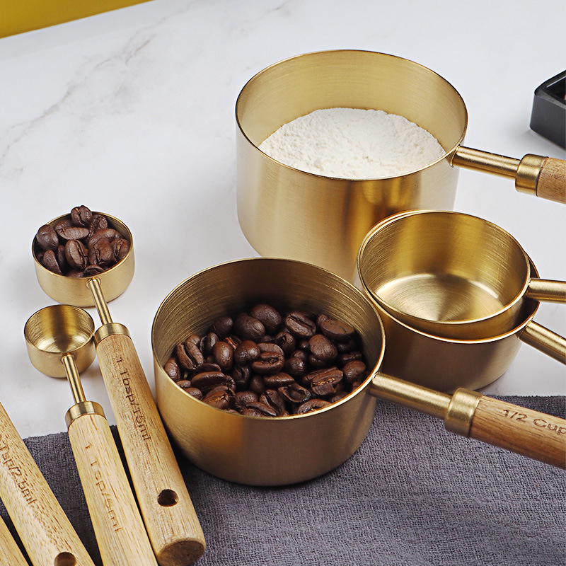 4/8 Cái Bằng Gỗ Vàng Cốc Đo Và - đánh giá và giá Kitchen Gadgets Gold