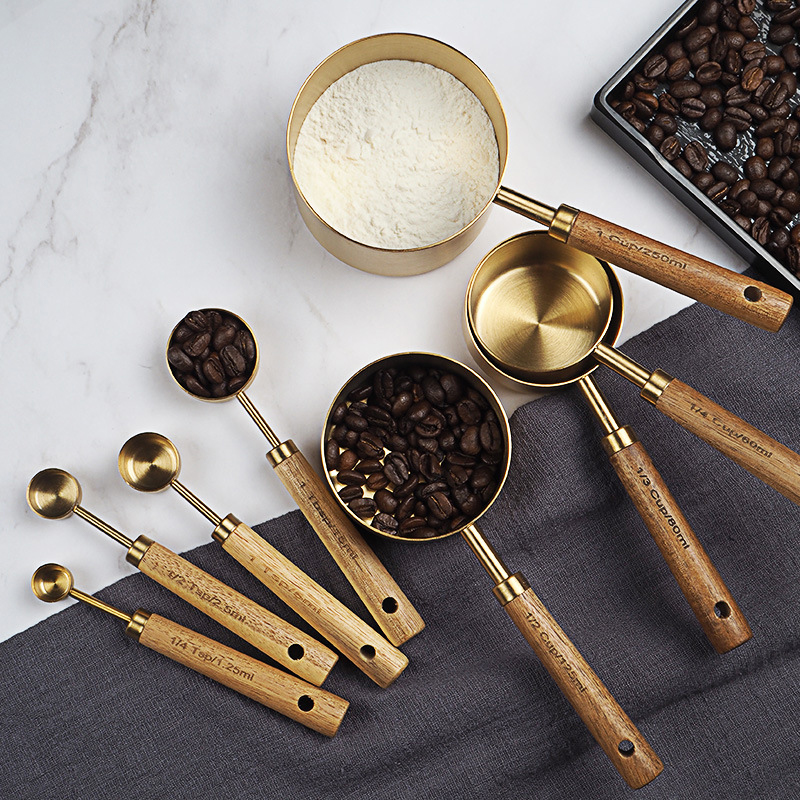 4/8 Cái Bằng Gỗ Vàng Cốc Đo Và - đánh giá và giá Kitchen Gadgets Gold
