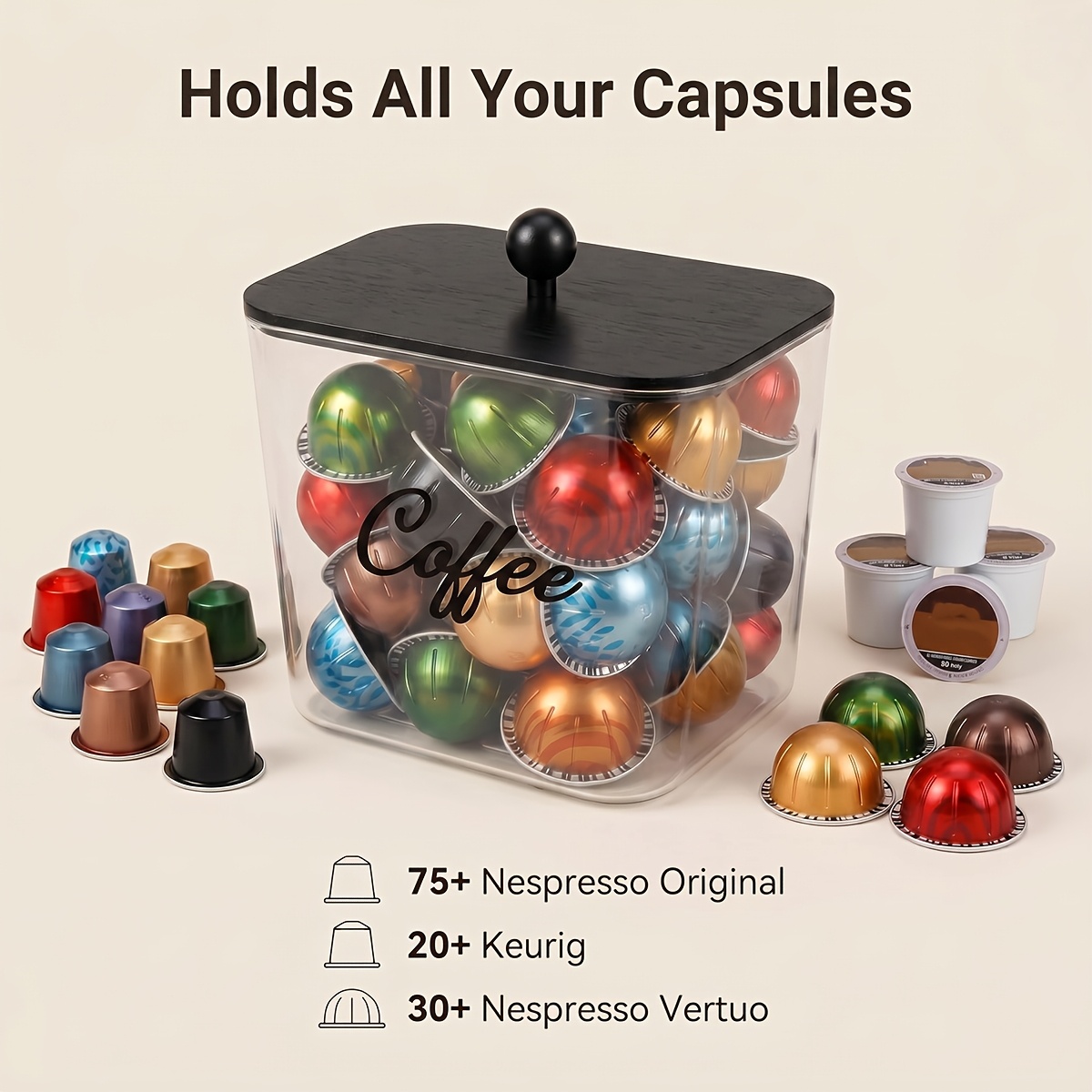 Coffee Pod Holder with Lids Pl - đánh giá và giá Kitchen Gadgets Organizer