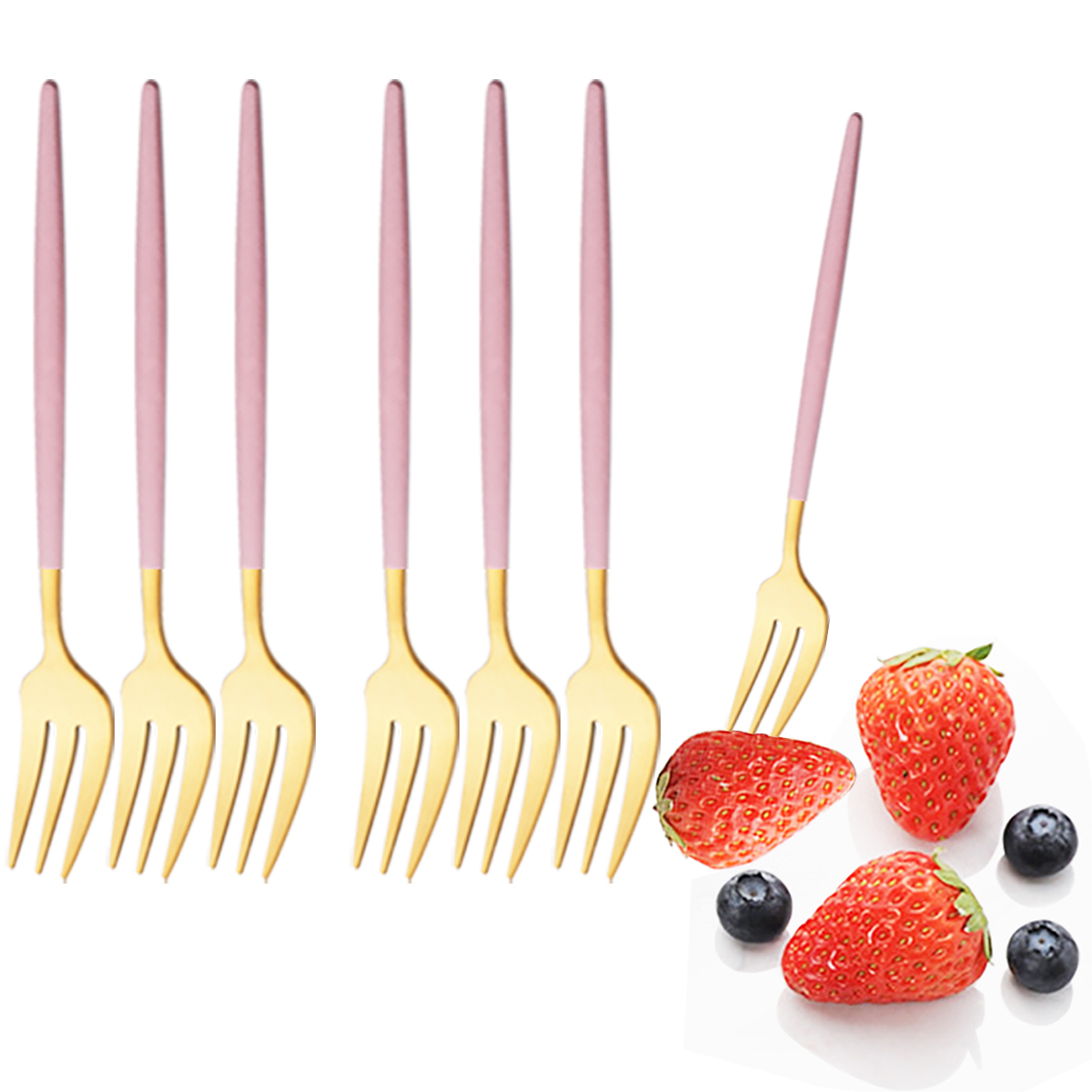 6Pcs Pink Gold Dinnerware Set  - đánh giá và giá Kitchen Gadgets Gold