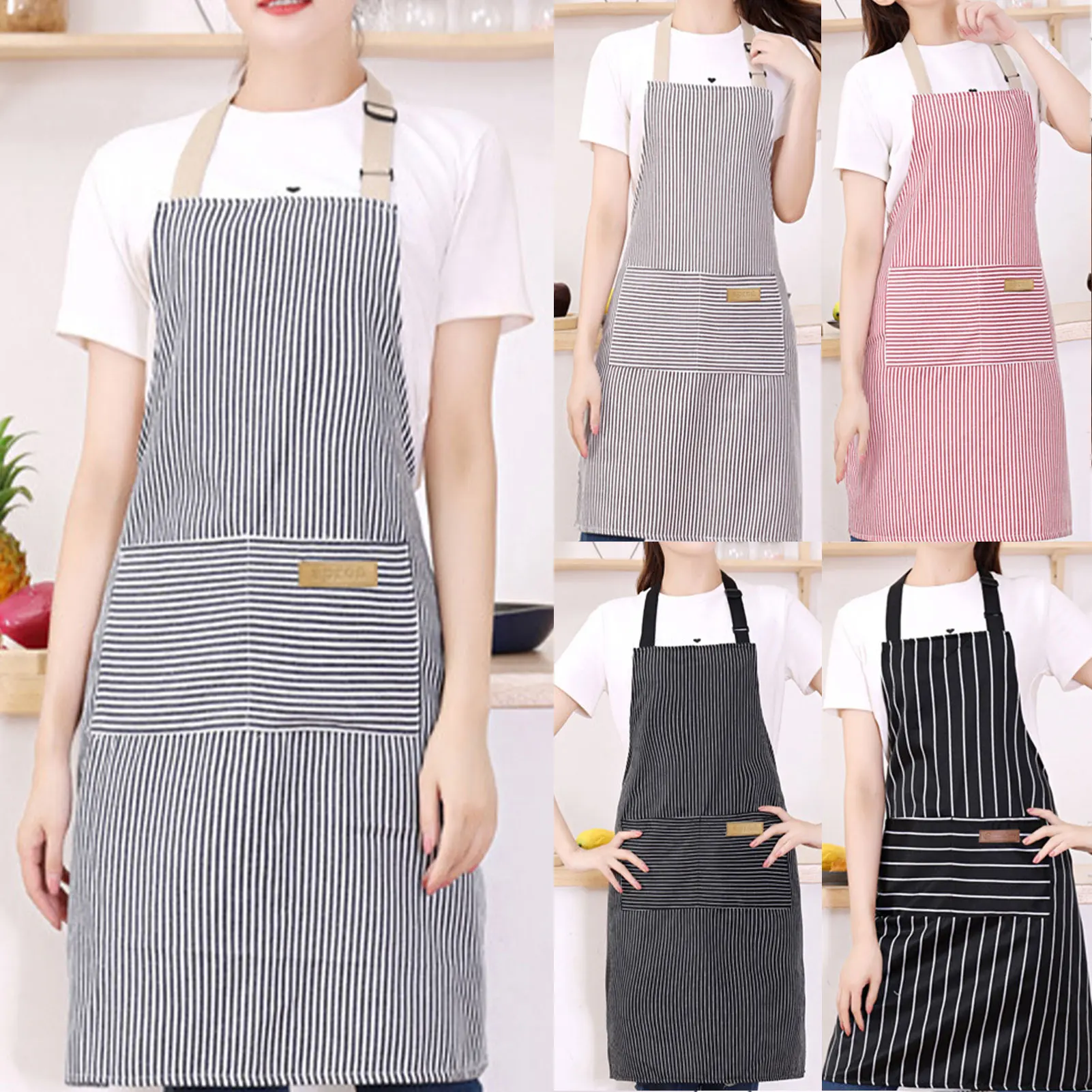 Striped Bib Apron For Men Wome - đánh giá và giá Kitchen Helper Gadgets