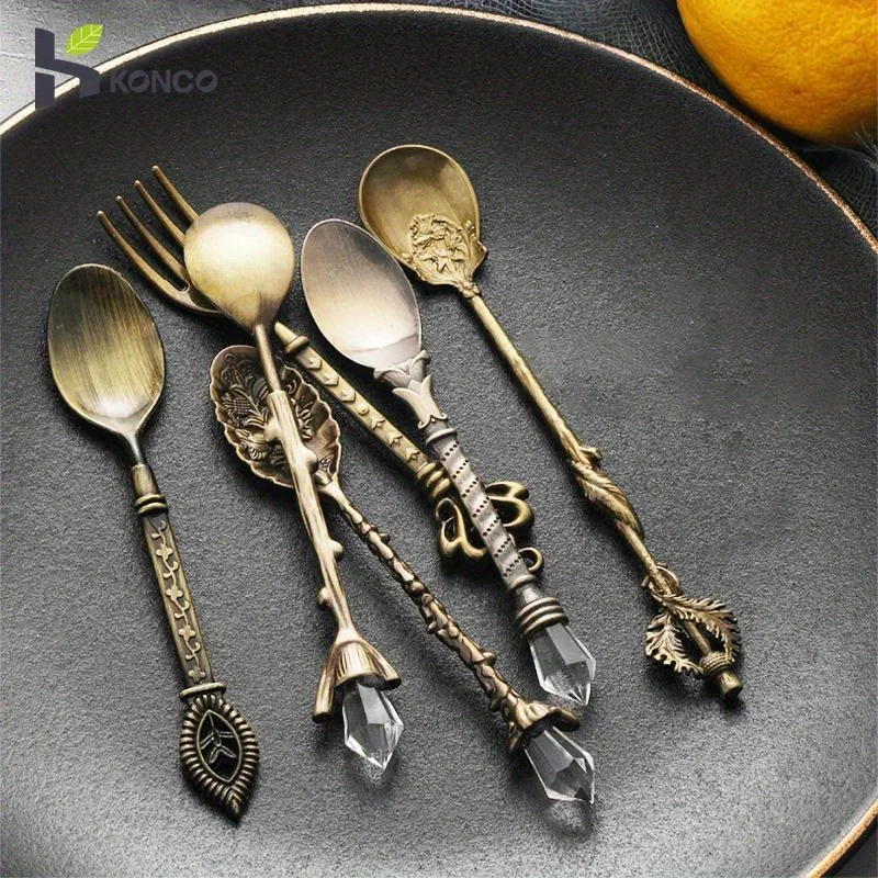 6pcs Vintage Spoons Fork Royal - đánh giá và giá Kitchen Gadgets Gold