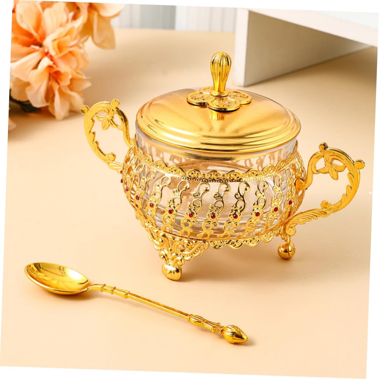 Sugar Bowl with Lid and Spoon  - đánh giá và giá Kitchen Gadgets Gold