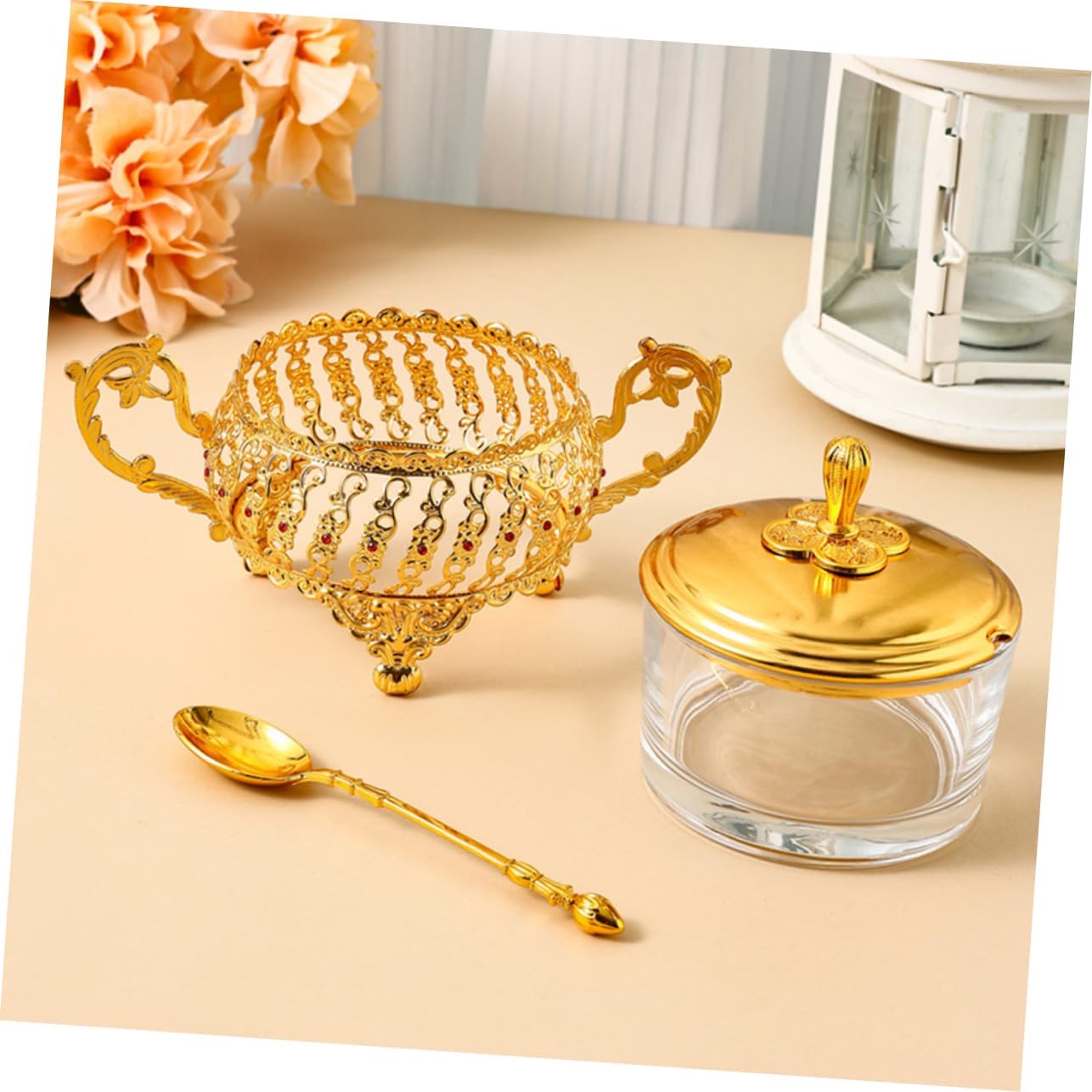 Sugar Bowl with Lid and Spoon  - đánh giá và giá Kitchen Gadgets Gold